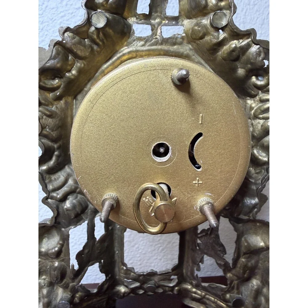 Vintage Brass Table Clock | Baroque Gothic Revival Mantel Clock